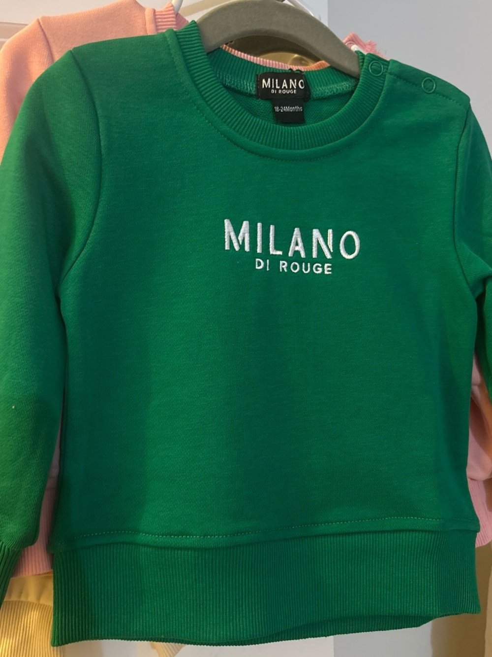 Milano Green Logo Kids Sweatshirt with Embroidered MILANO